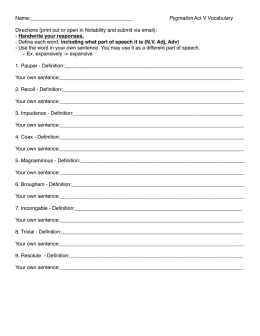 Pygmalion Act V Vocabulary - Stjohns