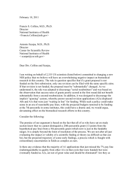 a 2011 letter from more than 2300 scientists to the NIH
