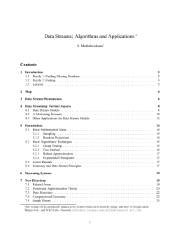 Data Streams: Algorithms and Applications ∗