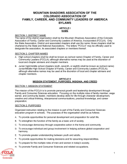 SECTION 10 - BYLAWS - Colorado FCCLA