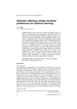 Attitudes affecting college students` preferences for distance learning