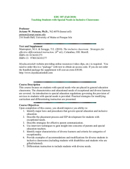 EDU 387, Teaching Students with Special Needs in Inclusive