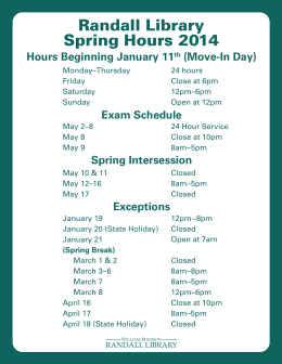 Randall Library Spring Hours 2014
