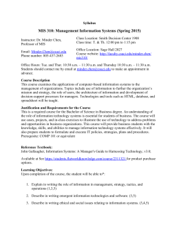 MIS 310: Management Information Systems (Spring 2015)