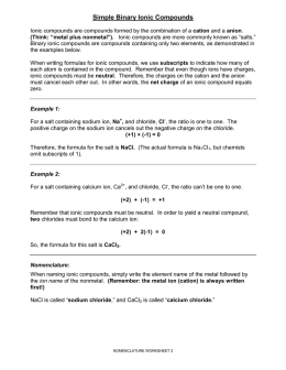 Ionic Compounds - Holy Cross Collegiate