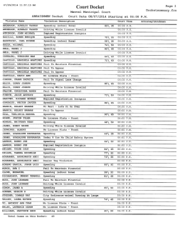 August 7, 2014 Arraignments Docket