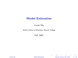 Model Estimation - Baruch College Faculty Web Server