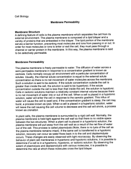 Cell Biology Membrane Permeability Membrane Structure A defining