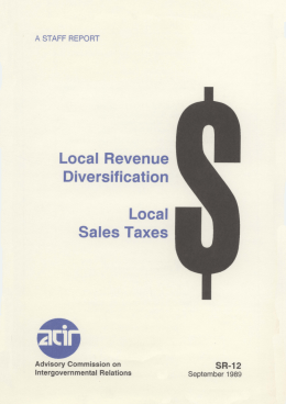 Local Revenue Diversification: Local Sales Taxes (SR-12)