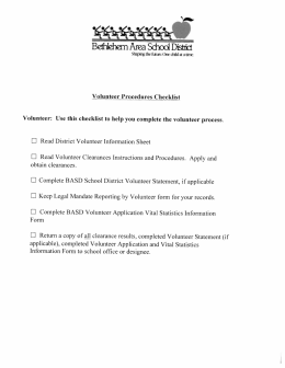 Volunteer Packet and Requirements