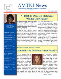 NJ DOE to Develop Statewide “Model Curriculum” Mathematics