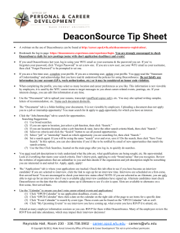 DeaconSource Tip Sheet - Career and Professional Development