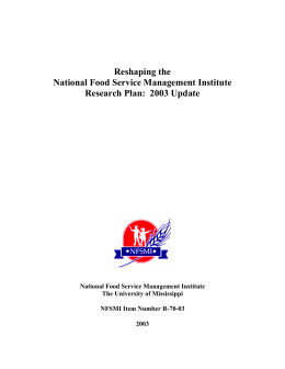 Reshaping the National Food Service Management Institute