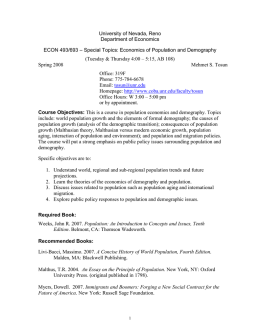 University of Nevada, Reno Department of Economics ECON 493