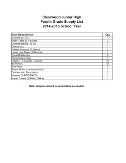 Supply List - St. Tammany Parish School Board