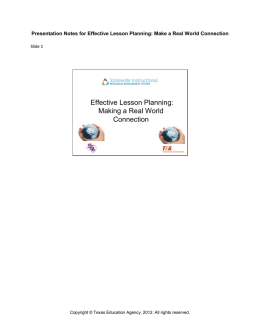 Effective Lesson Planning: Making a Real World Connection