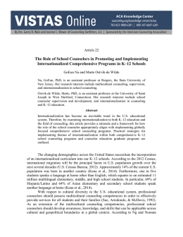 The Role of School Counselors in Promoting and Implementing