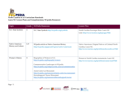 North Carolina K-12 Curriculum Standards Learn NC