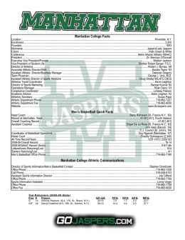 Manhattan College Facts Men`s Basketball Quick Facts Manhattan