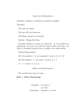 Inductive Reasoning Definition. Basing a conclusion on specific