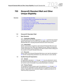 DMM 703 Nonprofit Standard Mail and Other