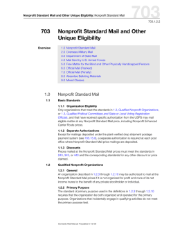 DMM 703 Nonprofit Standard Mail and Other Special Eligibility