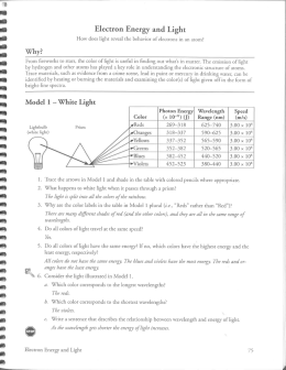 Electron Energy and Light Worksheet Solutions