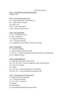 APES Topic Outline - AP Environmental Science at Seton