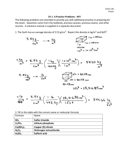 Ch 1 -3 Practice Problems - KEY The following problems are