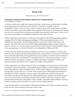 Rock Talk Postdoc Salaries and Training Activities