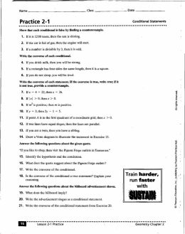 Practice 2-1 Conditional Statements