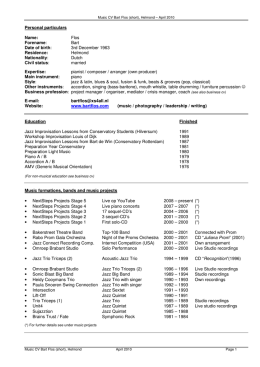 Short Music CV - Website of Bart Flos containing information about