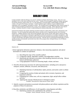 Advanced Biology Curriculum Guide