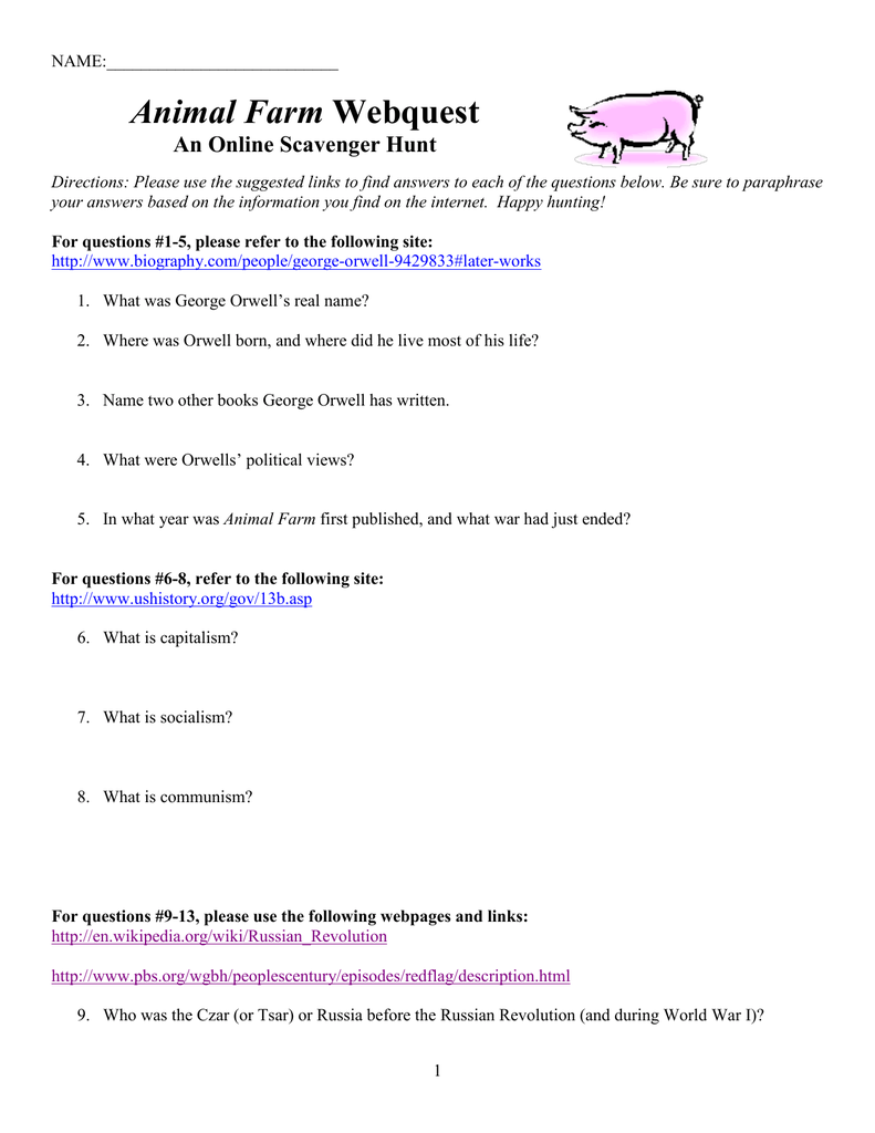 Animal Farm Webquest