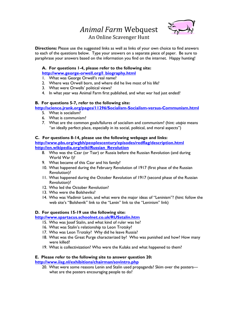 Animal Farm Webquest