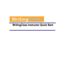 WritingClass Instructor Quick Start