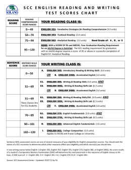 English Placement Test Scores Chart 03.07.12