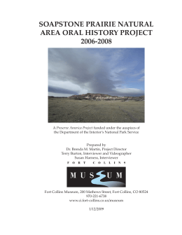 SOAPSTONE PRAIRIE NATURAL AREA ORAL HISTORY
