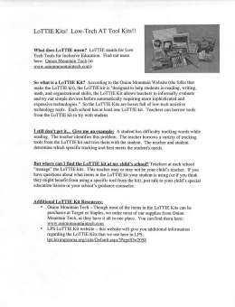 LoTTIE Kits! Low-Tech AT Tool Kits!!