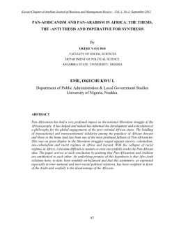 Pan-Africanism and Pan-Arabism in Africa