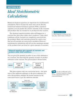 Ideal Stoichiometric Calculations SECTION 9.2