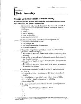 Stoichiometry Study Guide