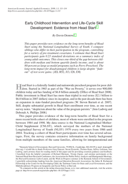 Early Childhood Intervention and Life