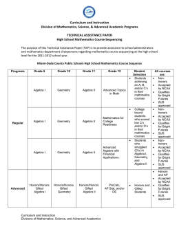 Curriculum and Instruction Division of Mathematics, Science