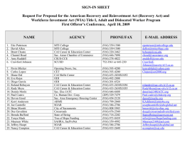 SIGN-IN SHEET Request For Proposal for the American Recovery