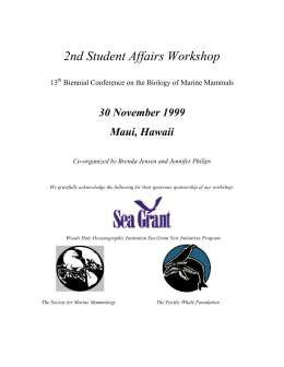 2nd Student Affairs Workshop - Society for Marine Mammalogy