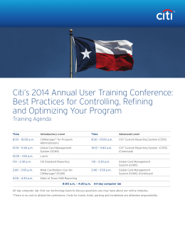 Citi`s 2014 Annual User Training Conference: Best Practices for