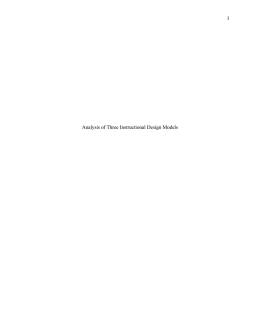 Analysis of Three Instructional Design Models