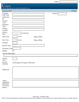 Progress Note - Texas Department of State Health Services