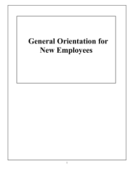 General Orientation for New Employees
